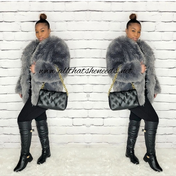 Gray Skies Faux Fur Coat - Picture 2 of 2